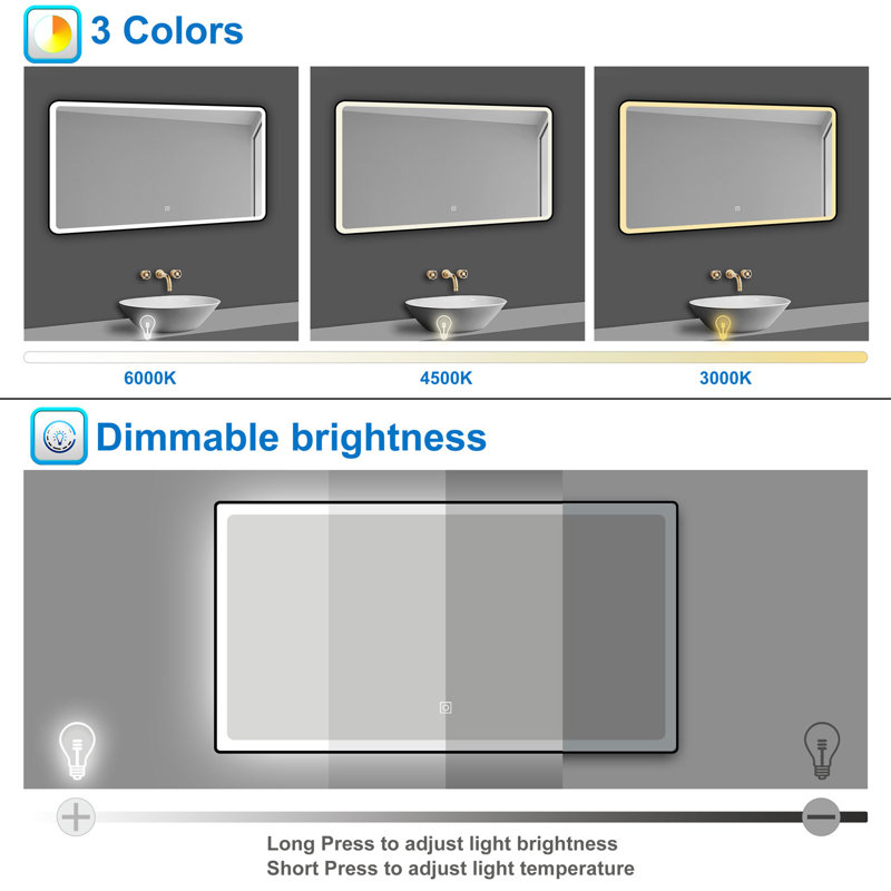 Akash Aluminium Rectangle Mirror, 50cm x 70cm