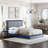 Barcelona Linen or Faux Leather Upholstered Platform Bed Frame with Adjustable Headboard, Heavy Duty Slat Support System, No Box Spring Required - Boyd Sleep-507699966-507699965