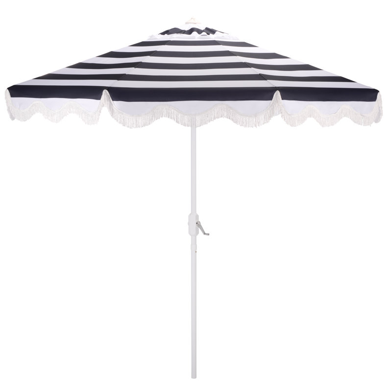 Parasol à manivelle 9 pi Lucerna, Rayures bleu marine