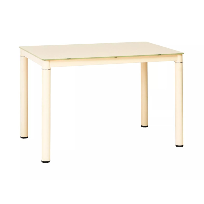 Dacia Glass Top Metal Base Dining Table, Cream