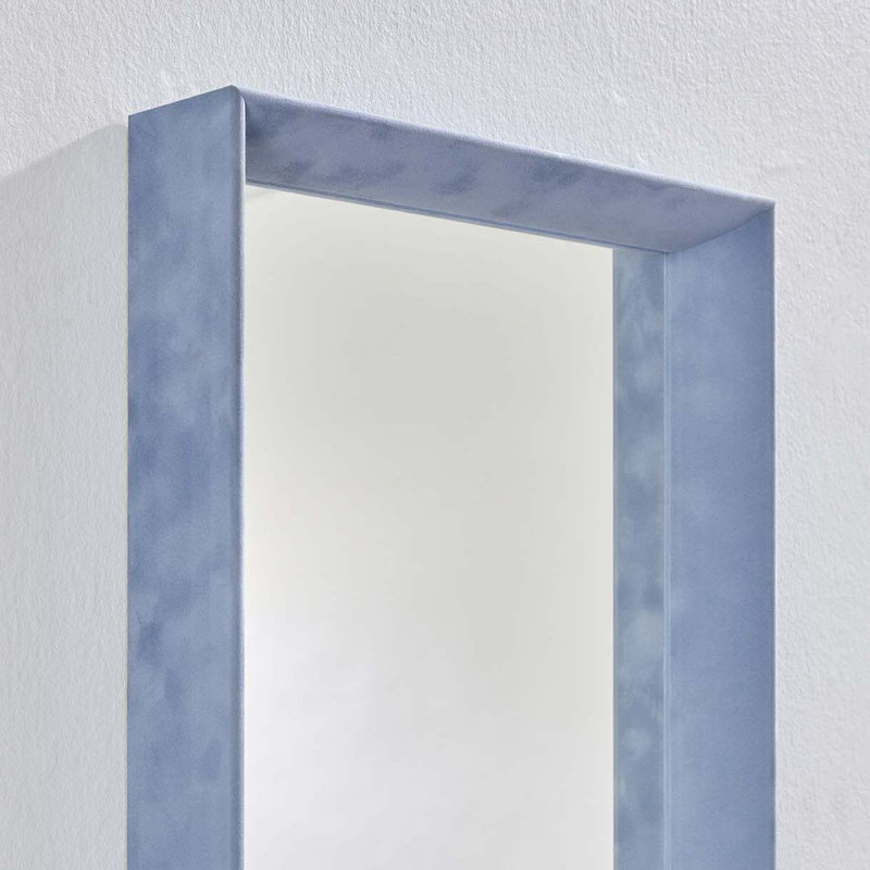 Nakira Solid Wood Rectangle Wall Mirror, Blue, 90cm x 30cm