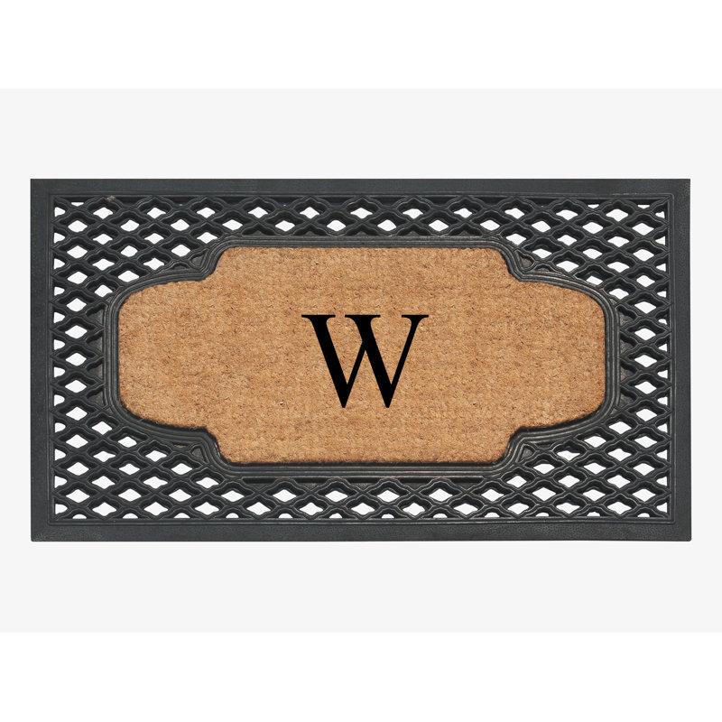 Tapis de porte d'extérieur antidérapant naturel 23 pi x 38 po à motif de coco naturel Alha, W