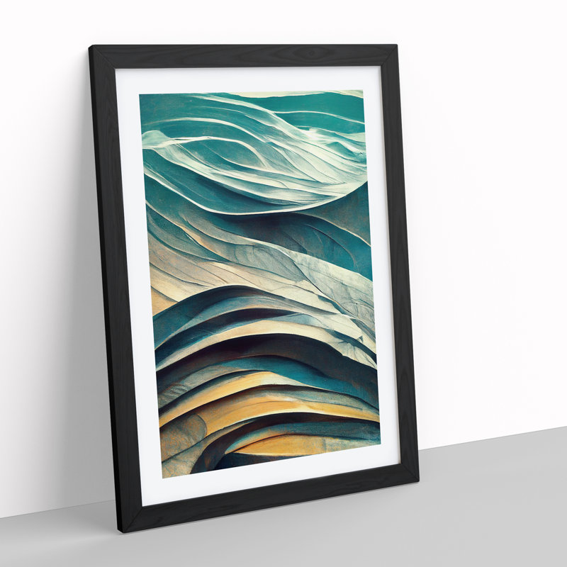 Abstract Art Ocean Wave No.1 - Framed Print, Black, 64cm H x 46cm W x 2cm D