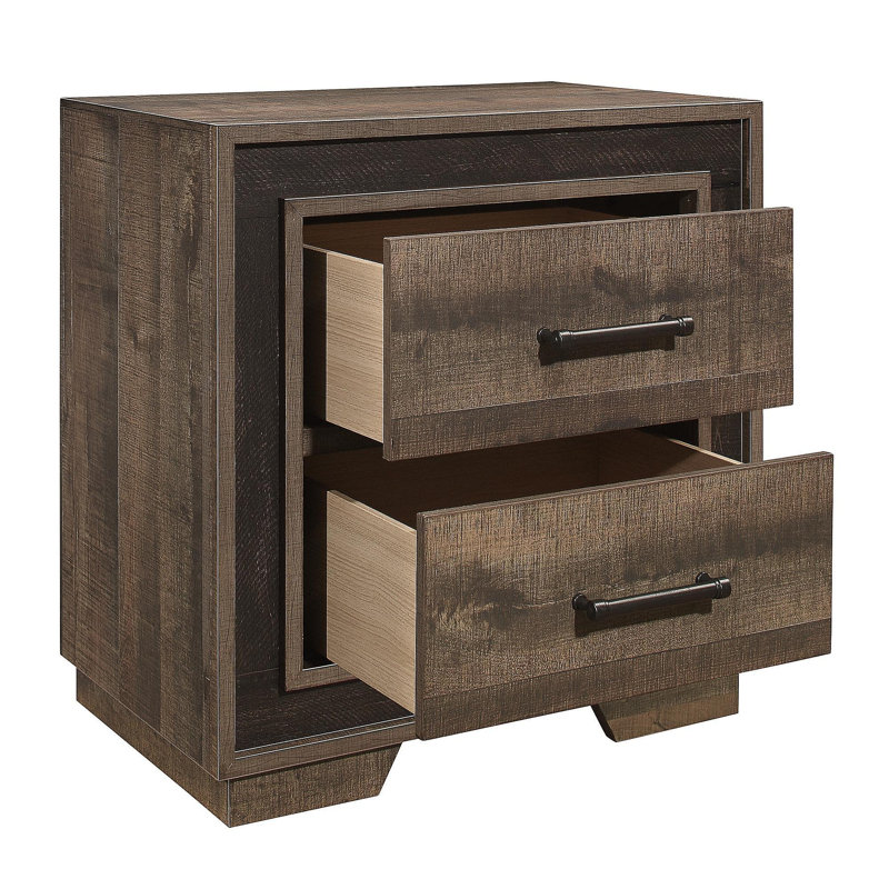 Table de chevet rustique en simili bois à deux tons avec table de chevet 1 pièce Rustic Style