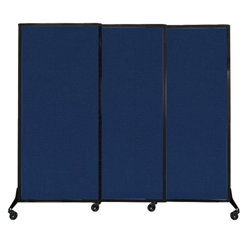 Cloison coulissante à 3 panneaux QuickWall, Bleu marine, H 70 po x l 100 po