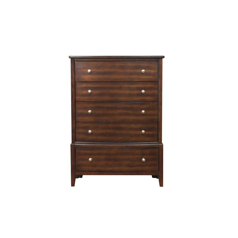 Commode 1Pc de 5 tiroirs en nickel satiné de style transitionnel pour chambre à coucher