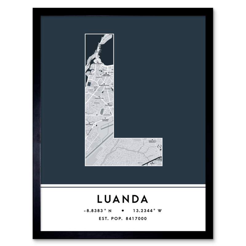 Luanda Angola City Map - Single Picture Frame Typography