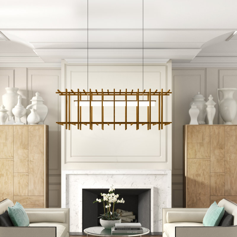 Arca 5 - Light LED Pendant, Brushed Aluminum/Dark Stained Walnut, 2700K (Warm)