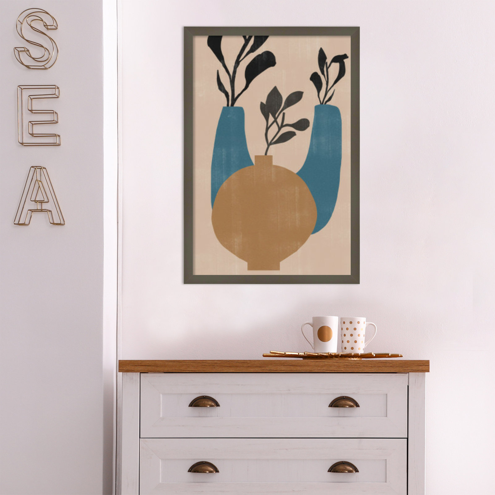 Fredi "Vases No. 7" Print, Gray Framed, 25" H x 17" W