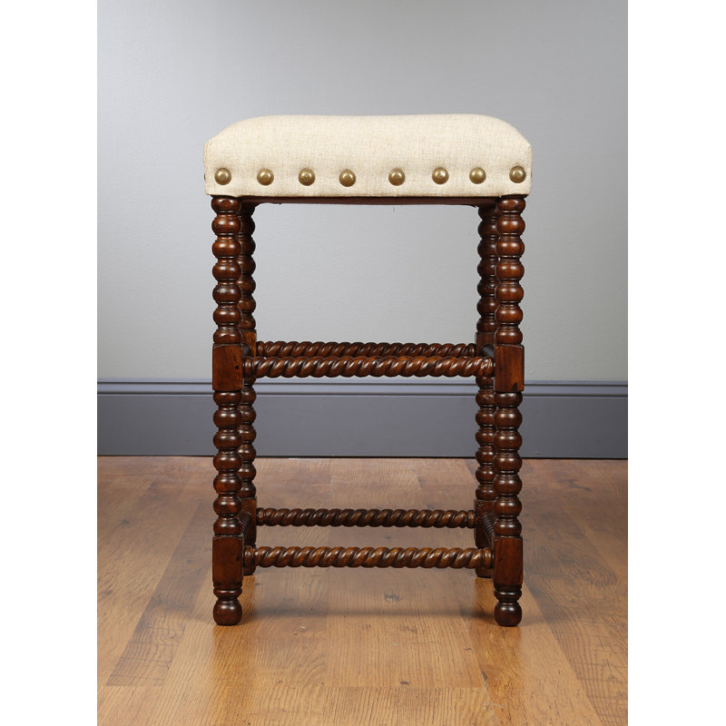 Tabouret de bar 28 po Kimra Bobbin, Teinté pacane, Blanc cassé