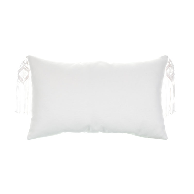 Mane Blanc Lumbar Outdoor Rectangular Sunbrella® Pillow Cover & Insert, Blanc
