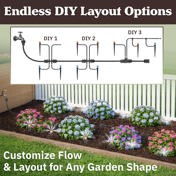 Pure Garden 100ft Adjustable Drip Irrigation System for Garden ...