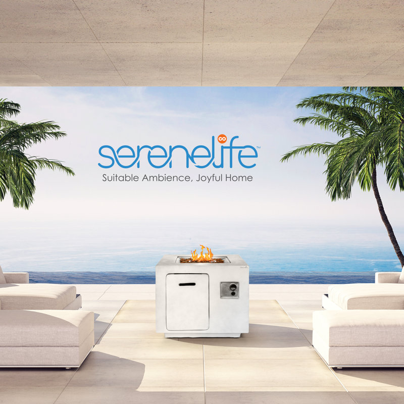 SereneLife Weatherproof Gray Propane Gas Fire Pit Table