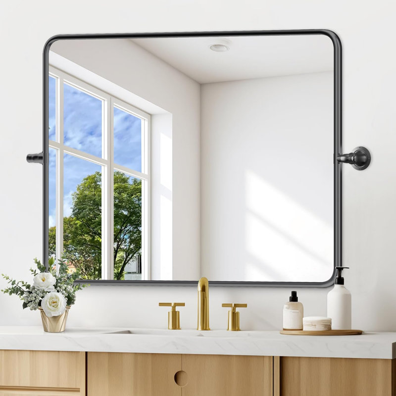 Miroir mural, Horizontale, 30 po x 40 po, Argent argent