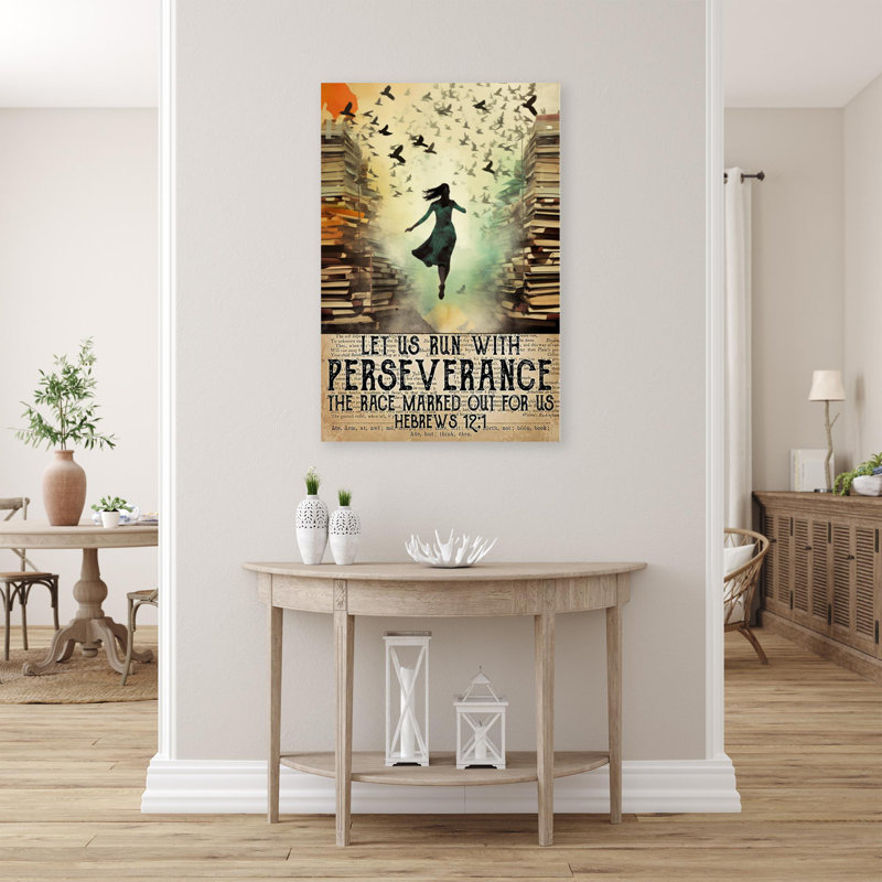 Marianny «Let Us Run With Perseverance», reproduction sur toile, H 36 po x l 24 po x P 1,25 po