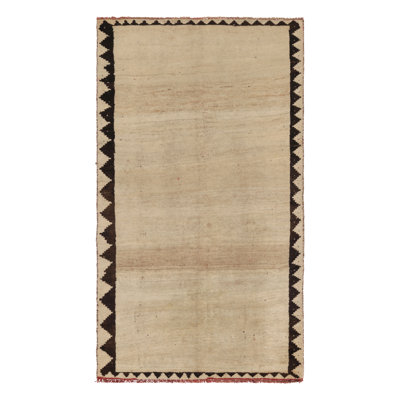 Vintage Gabbeh Rug, Open Field With Beige-Brown Tones - Rug & Kilim