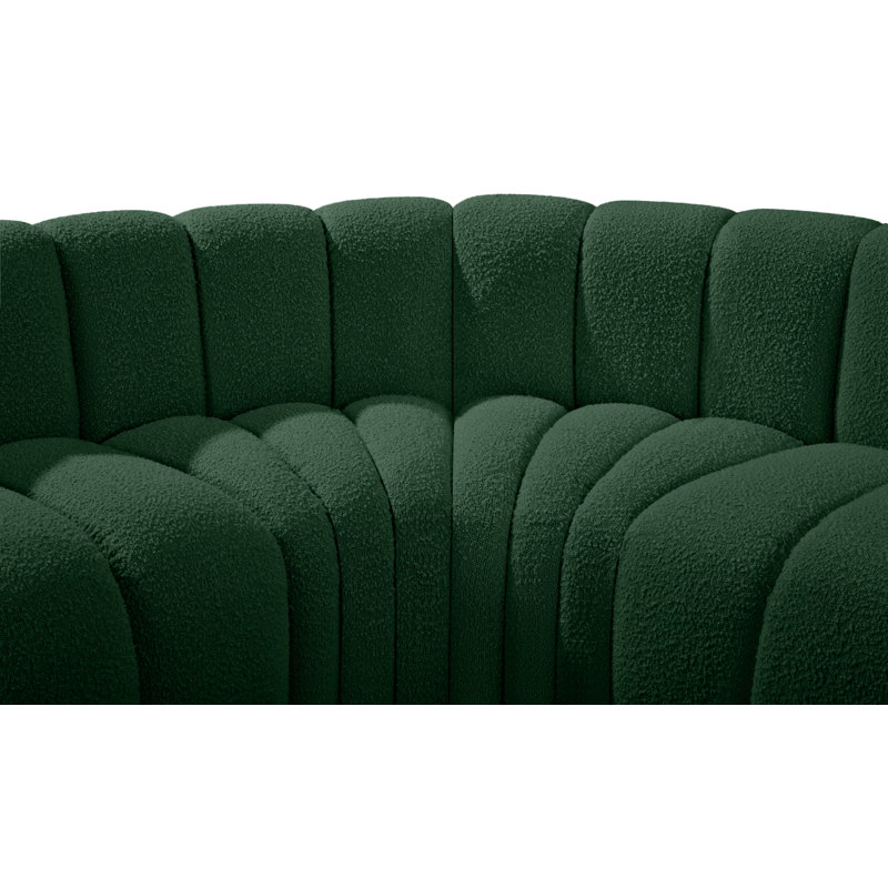Canapé et méridienne rembourrés Hiten, Tissu bouclé vert