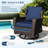 2-Person Patio PE Wicker Swivel Chairs with Side Table and Blue Cushions-1397640514