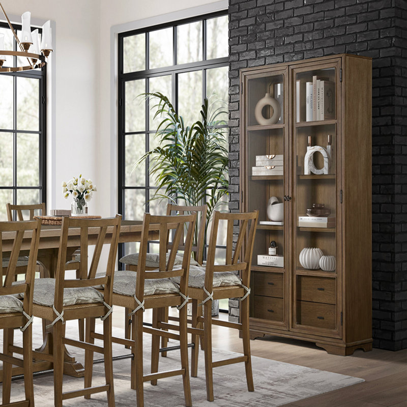 Tall Display Cabinet, Almond
