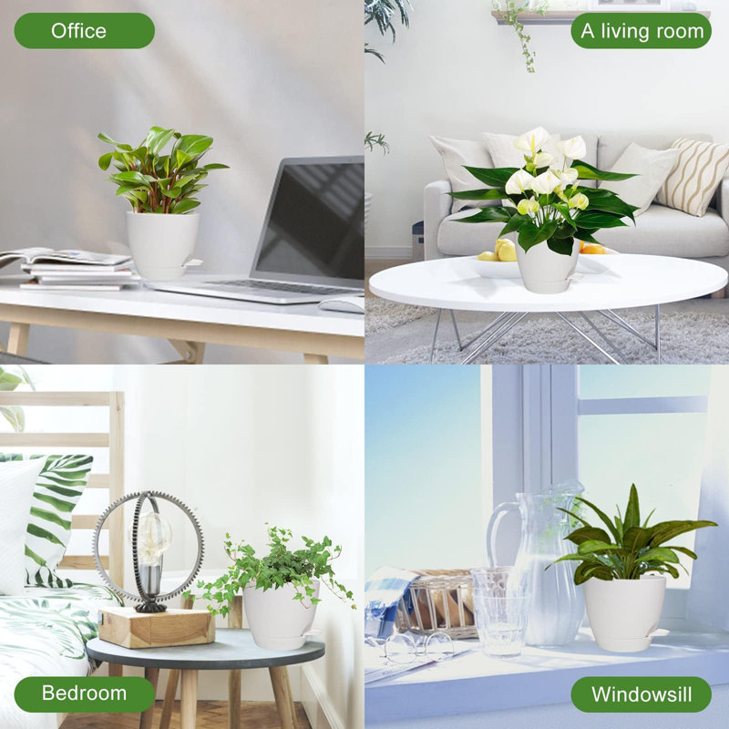 Self Watering Plant Pots Indoor, Matte White