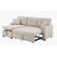 Canapé modulaire 76,5 po en mélange de lin avec lit escamotable et rangement pour chaise longue-728904656