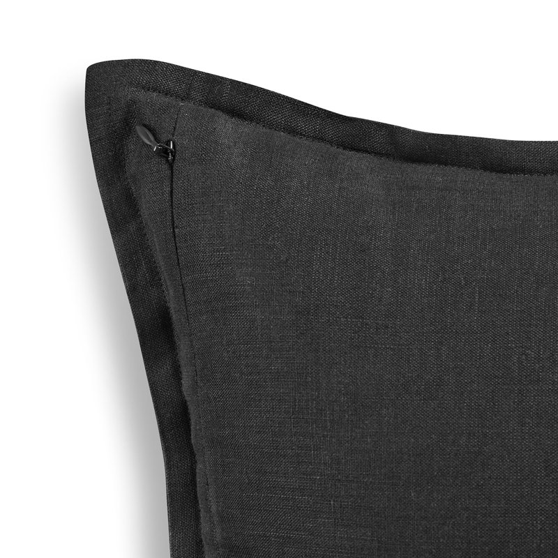 Santa Barbara - 100% Pure Linen Pillow Cover, Black