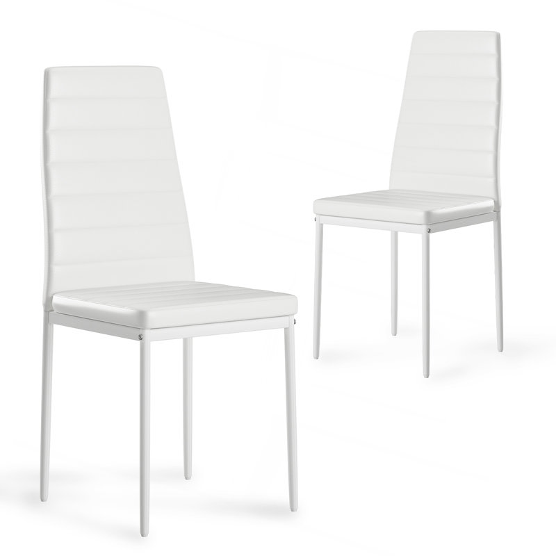 Ensemble de 2 chaises de salle à manger en cuir synthétique pour chaises de cuisine avec structure en métal, Blanc