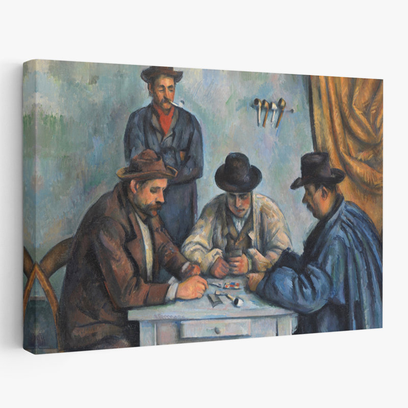 Les joueurs de cartes - Art figuratif post-impressionniste, H 16 po x l 24 po
