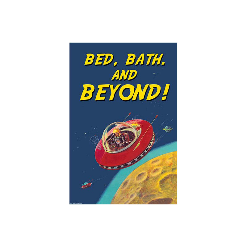 « lit de salle de bain & plus », affiche rétro, H 30 po x l 20 po