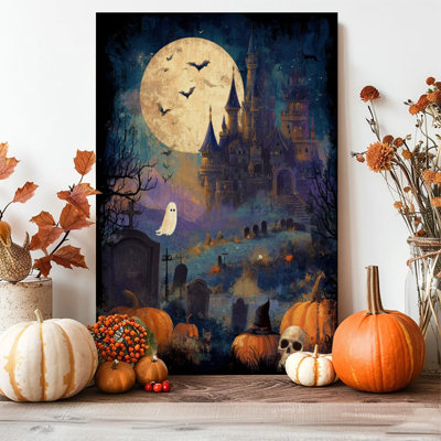 1pc, impression sur toile encadrée, affiche d'Halloween château hanté, impression sur toile, peinture pour salon chambre bureau salle de bain dortoir, prêt à accrocher