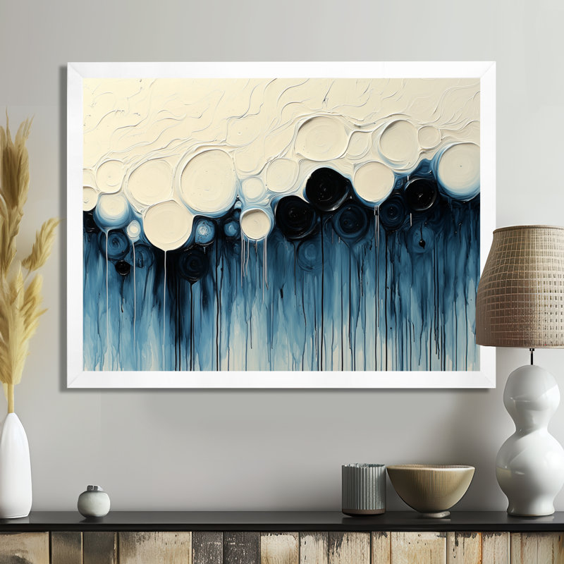 Whisnant Drip Peinture Aqua, H 16 po x l 32 po, Blanc, Cadre flottant