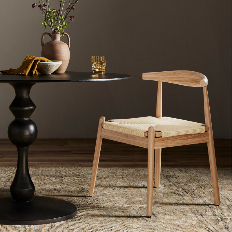 Ensemble de 2 chaises de salle à manger de style Mid-Century avec structure en chêne massif et siège tissé à la main Weave