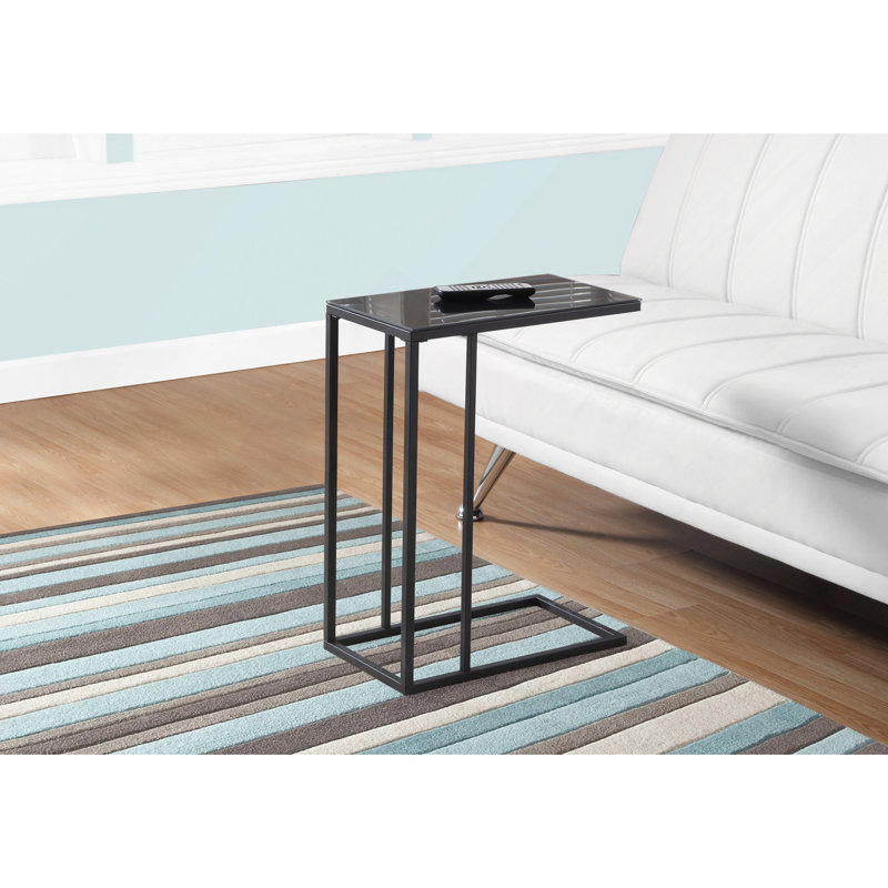 Table moderne, en forme de C, bout, côté, collation, salon, chambre à coucher, métal, contemporain, moderne, Noir