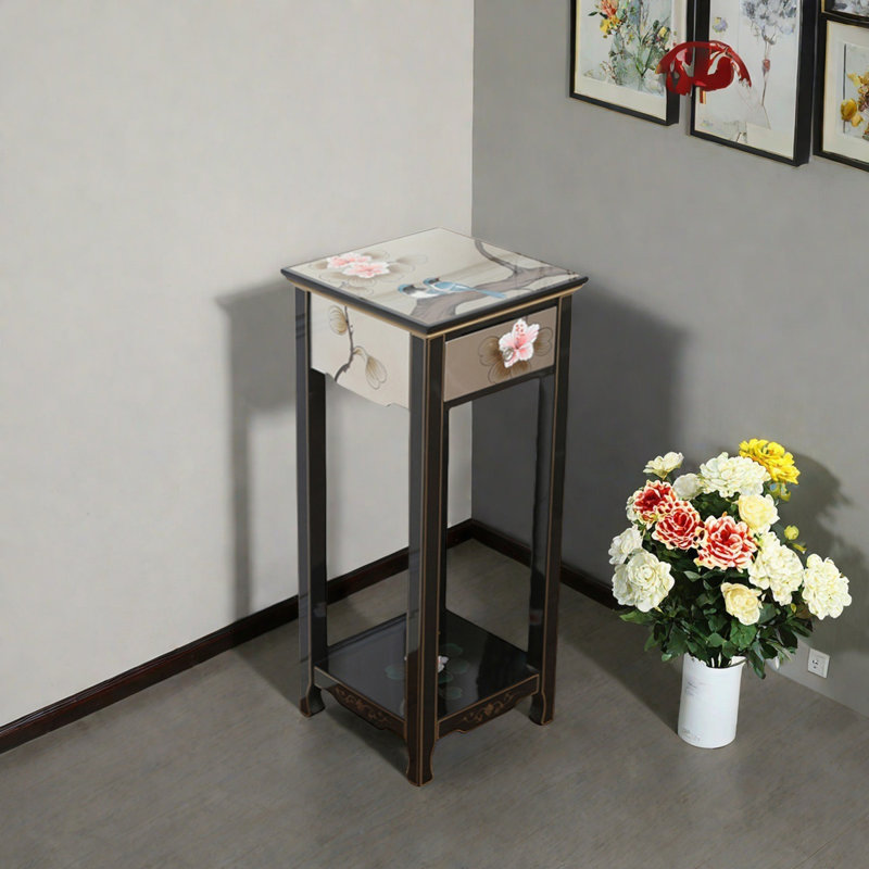 Hand-painted flower stand with draw simple high