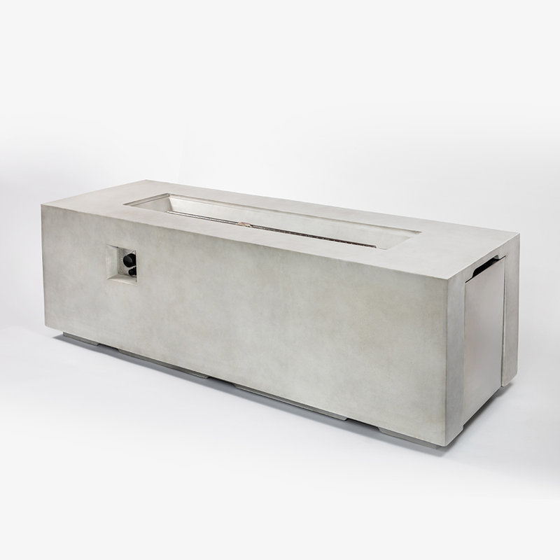 Rectangle 60000BTU Large Patio Propane Fire Pit Table, Light Gray