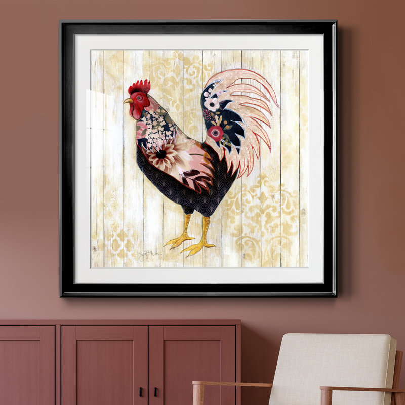 " Pecking Order II ", Black Framed, 30.5" H x 30.5" W x 1.5" D