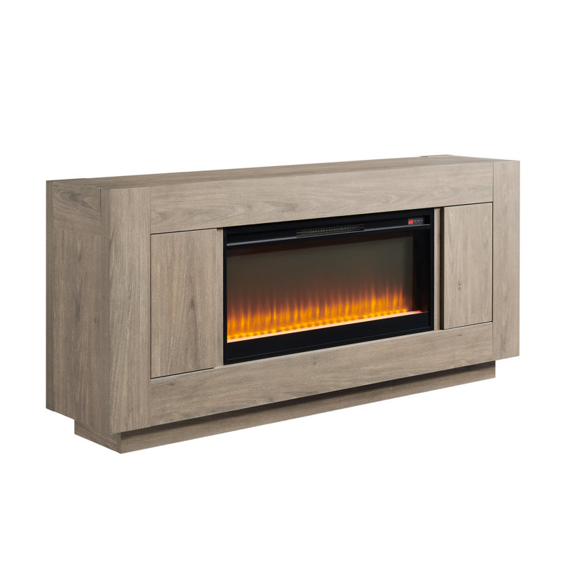Meuble télé 70 po avec foyer électrique moderne de 36 po, pour téléviseur de 85 po ou moins, Gris aulne