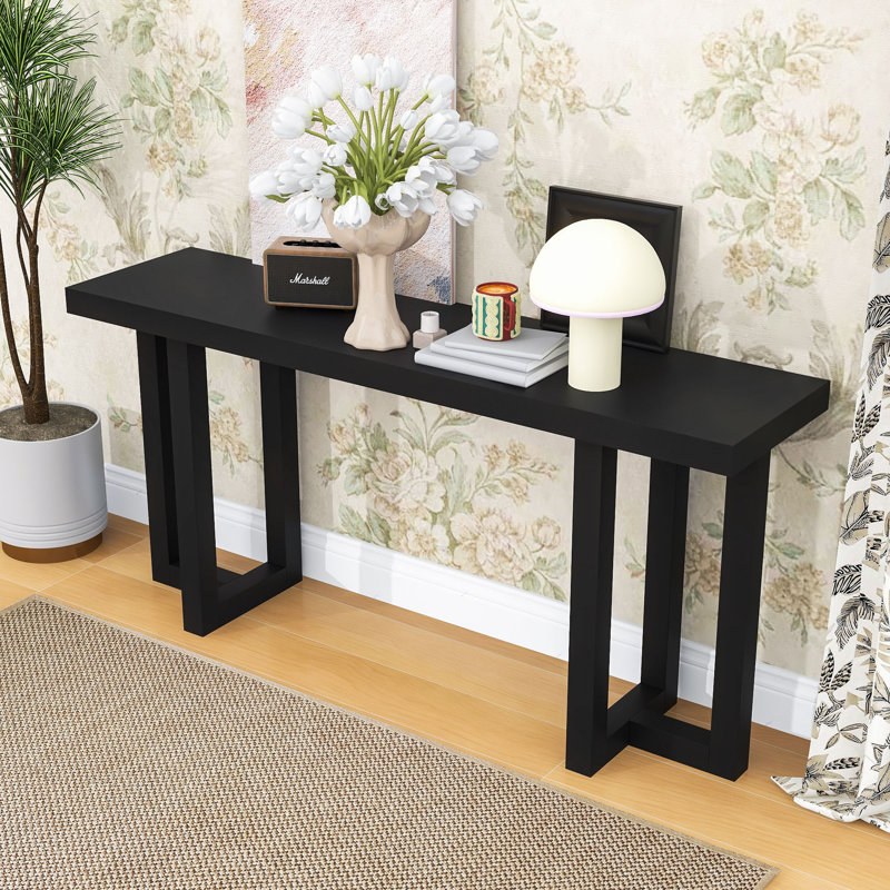 Console avec pieds en bois, Noir