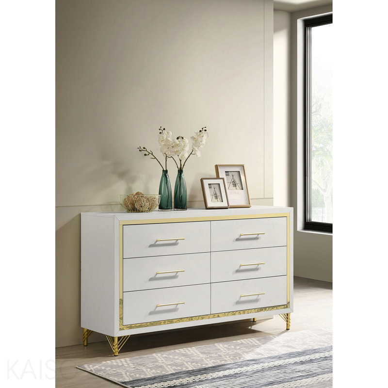 Chesney White 6-Drawer Bedroom Dresser, White