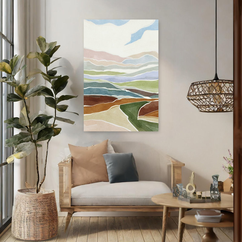 «Landscape Hues Abstract Peaceful Serene Landscape Mountain», art mural
