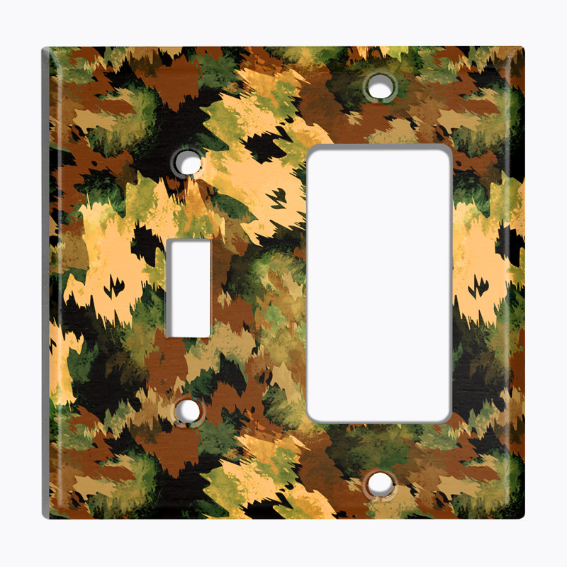 Couvercle de prise en métal pour interrupteur, Camouflage artistique vert