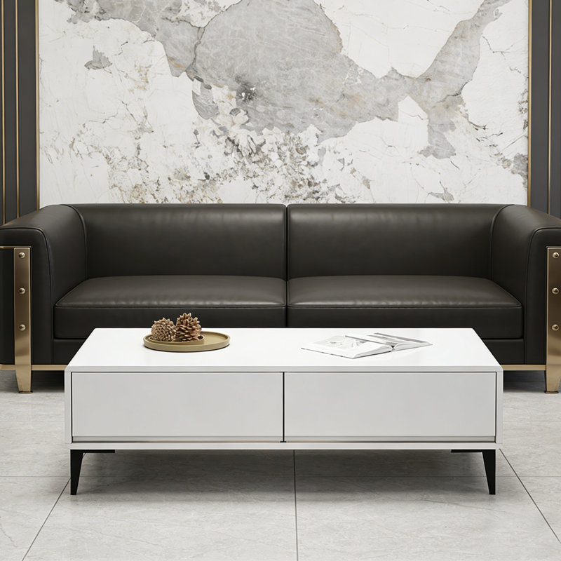 Table basse moderne de style crème minimaliste, 15.74" H x 47.24" L x 23.62" W