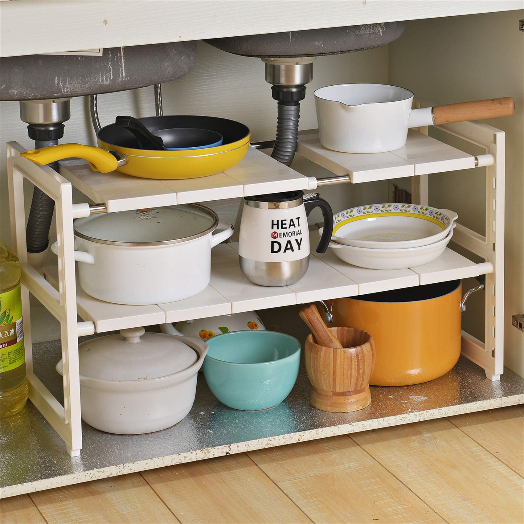 Stalwart Adjustable Under Sink Shelf Organizer Unit