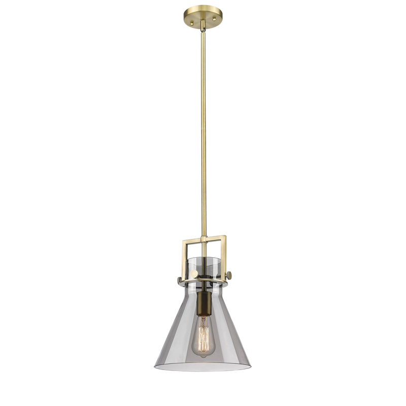 Luminaire suspendu avec tige 30 po Coterie, Laiton brossé, Plaqué couleur fumée, H 13,63 po x l 10 po x P 10 po