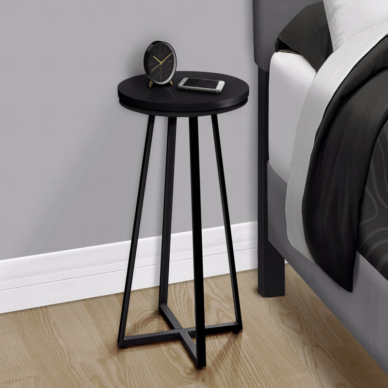 Table d'appoint, table d'appoint, ronde, de bout, table de chevet, stratifié noir, contemporain, moderne, Noir