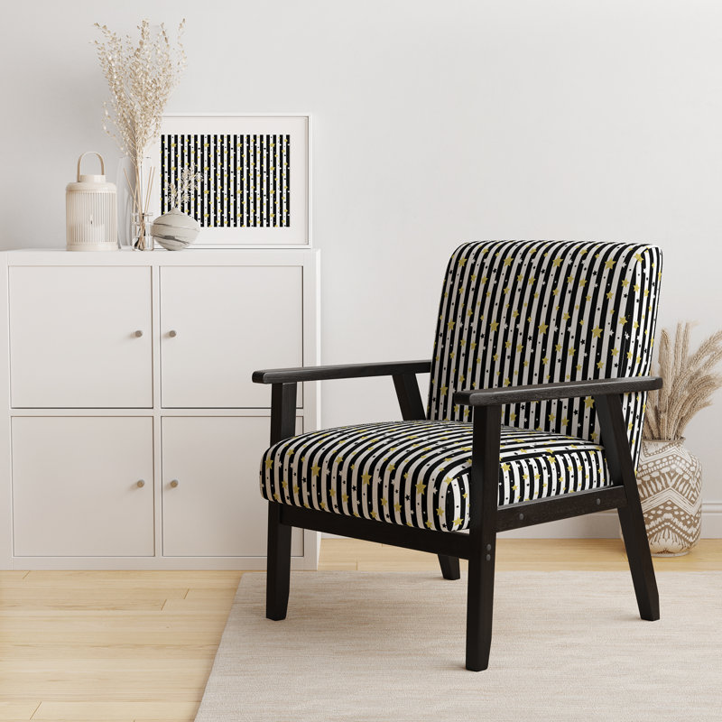 Fauteuil d'appoint rembourré à motif de rayures dorées Gold Stars