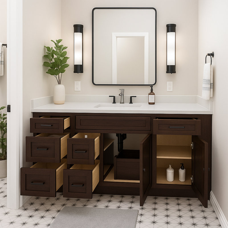66'' Single Bathroom Vanity Base Only, Brown