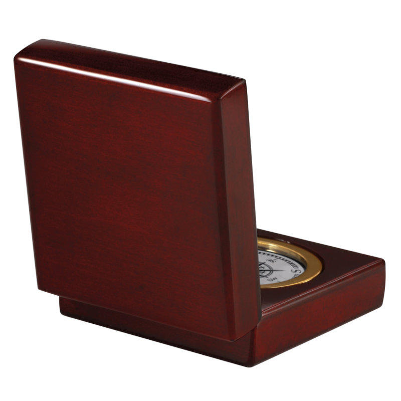 Pursuit Traditional Roman Numeral Wood Quartz Movement / Crystal Tabletop Clock in Rosewood Hall/Polished Brass