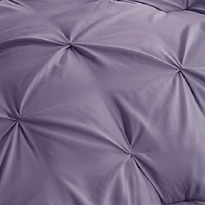 Bedsure Cal King Pintuck Bed-in-a-Bag- Grayish Purple Pinch Pleat Comforter with Sheets, Pillowcases & Shams, Grayish Purple