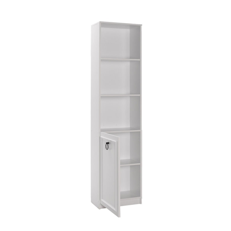 Modern White Bookshelf, 5-Tier Design, 17.7 x 72.8 x 9.4 inches | 100% Melamine Coated Particle Board, Thickness: 0.6 inches | Wall-Mountable, Stylish and Functional Storage Solution for Home & Office